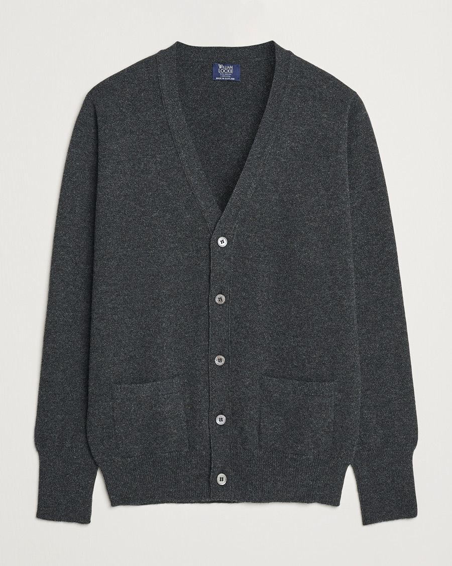 Herre | Trøjer | William Lockie | Rob Lambswool Cardigan Charcoal