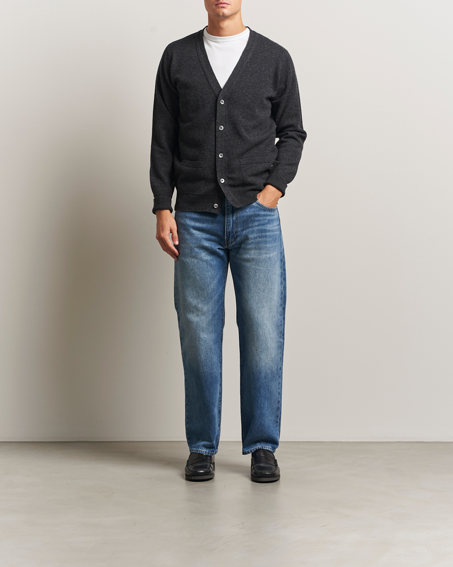 Herre | Trøjer | William Lockie | Rob Lambswool Cardigan Charcoal