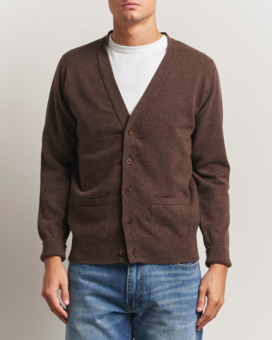 Herre | Trøjer | William Lockie | Rob Lambswool Cardigan Mocha