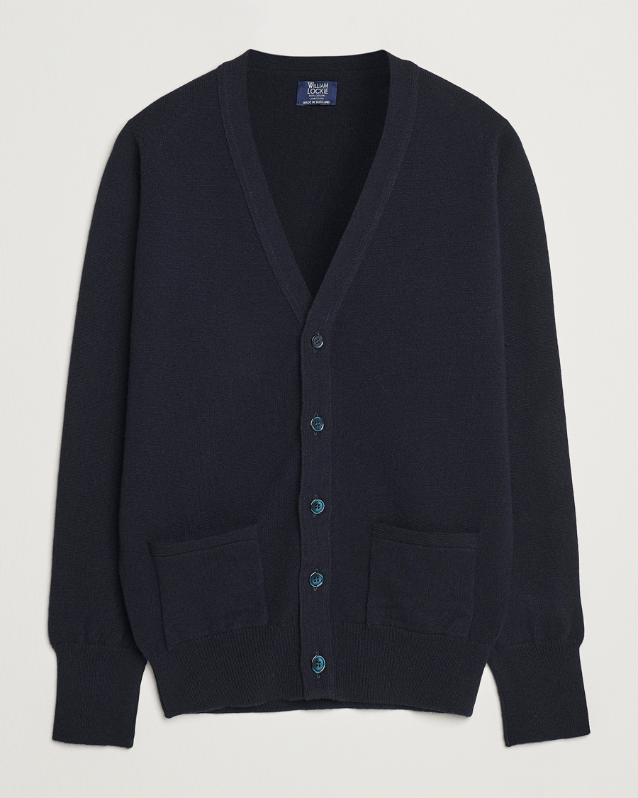 Herre | Trøjer | William Lockie | Rob Lambswool Cardigan Navy