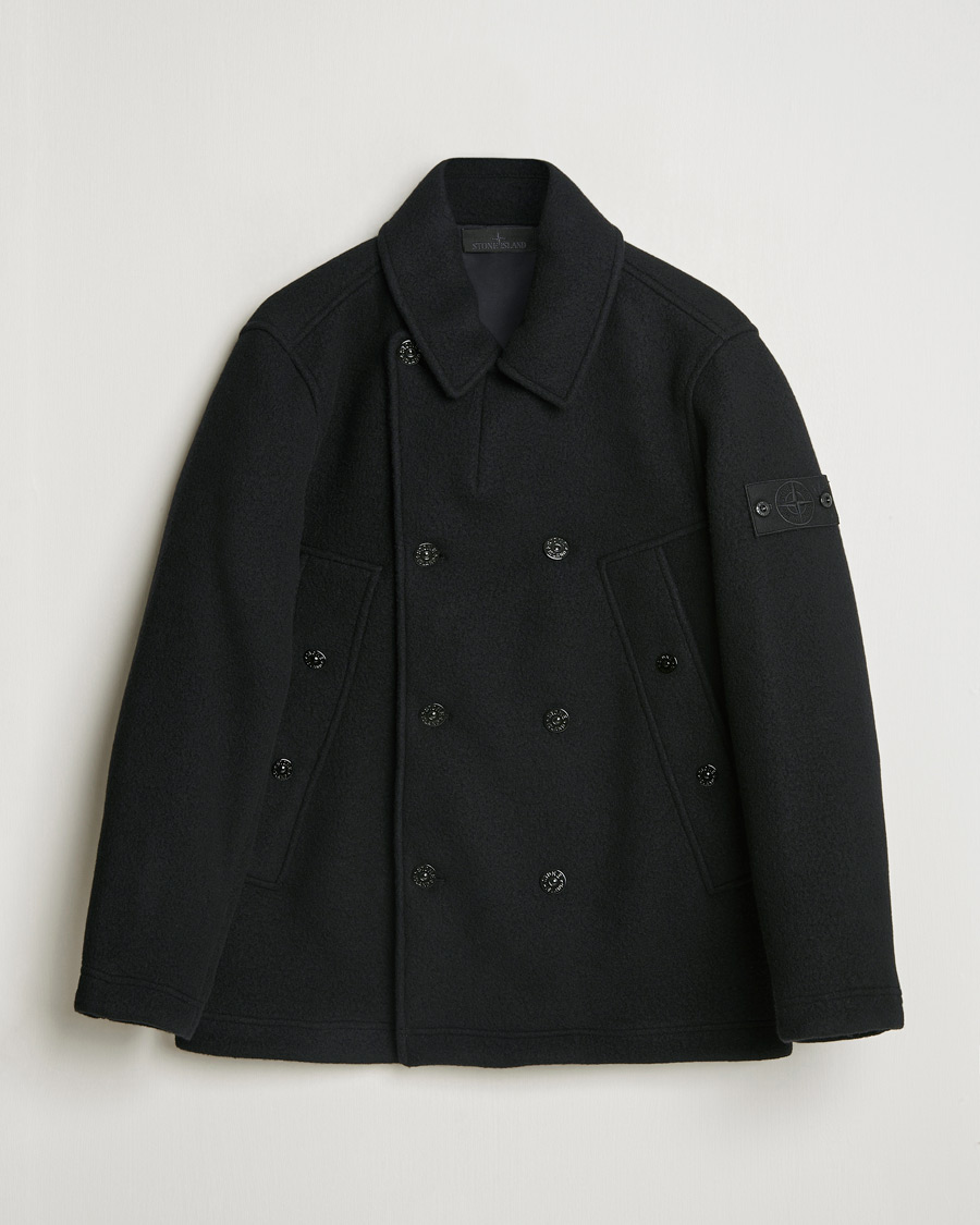 Herre | Jakker | Stone Island | Ghost Wool/Cashmere Peacoat Black