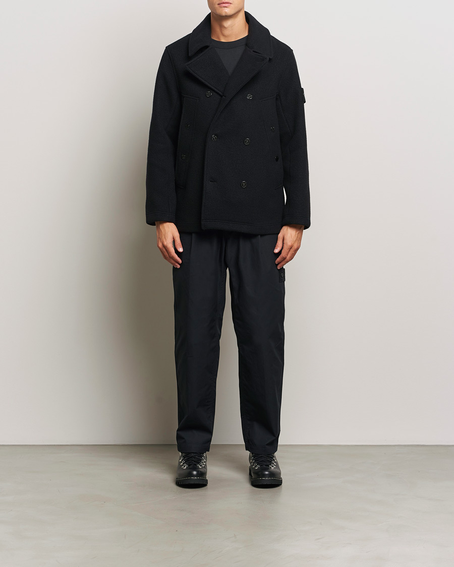 Herre | Jakker | Stone Island | Ghost Wool/Cashmere Peacoat Black