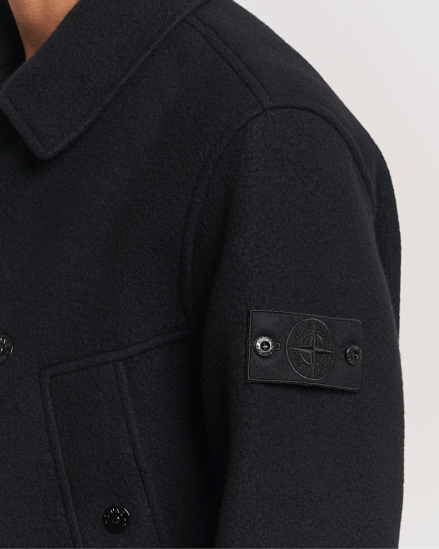 Herre | Jakker | Stone Island | Ghost Wool/Cashmere Peacoat Black