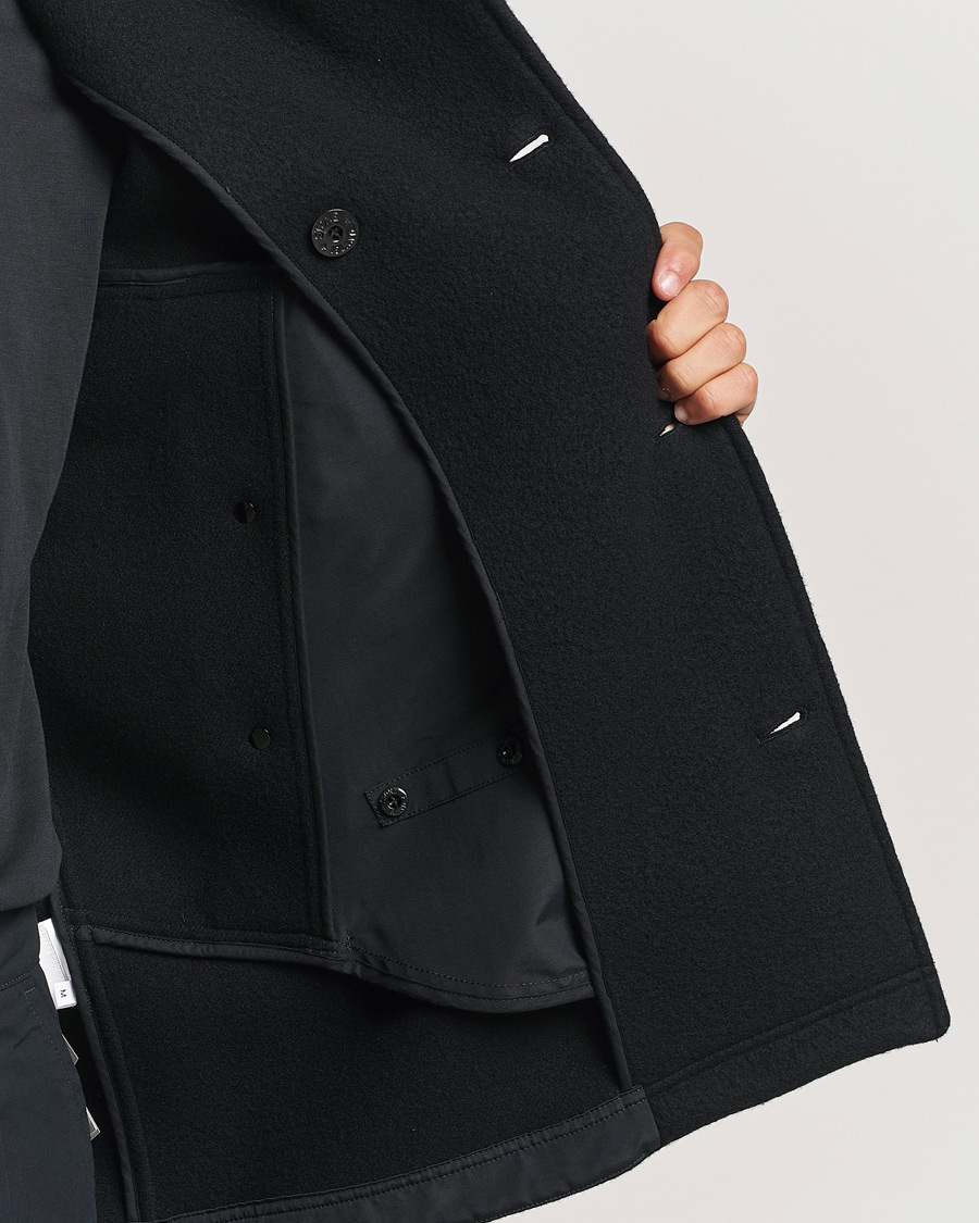 Herre | Jakker | Stone Island | Ghost Wool/Cashmere Peacoat Black