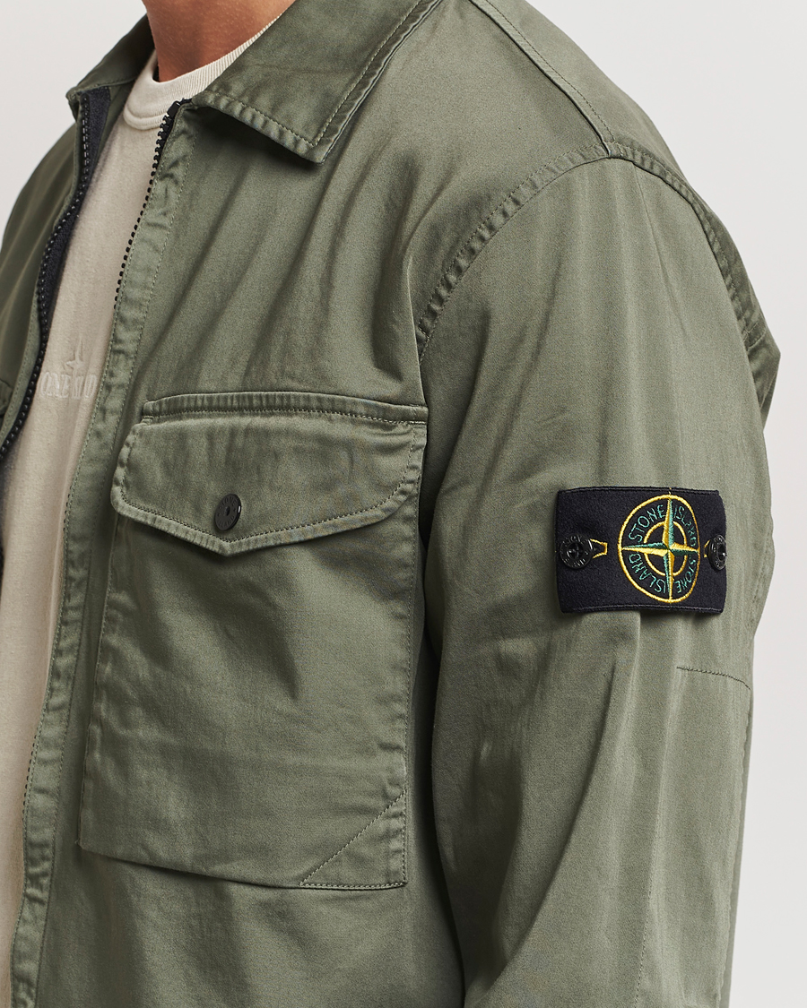 Herre | Skjorter | Stone Island | Garment Dyed Cotton Zip Overshirt Musk