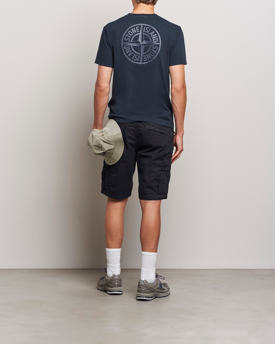 Herre | T-Shirts | Stone Island | Garment Dyed Jersey Logo T-Shirt Navy Blue