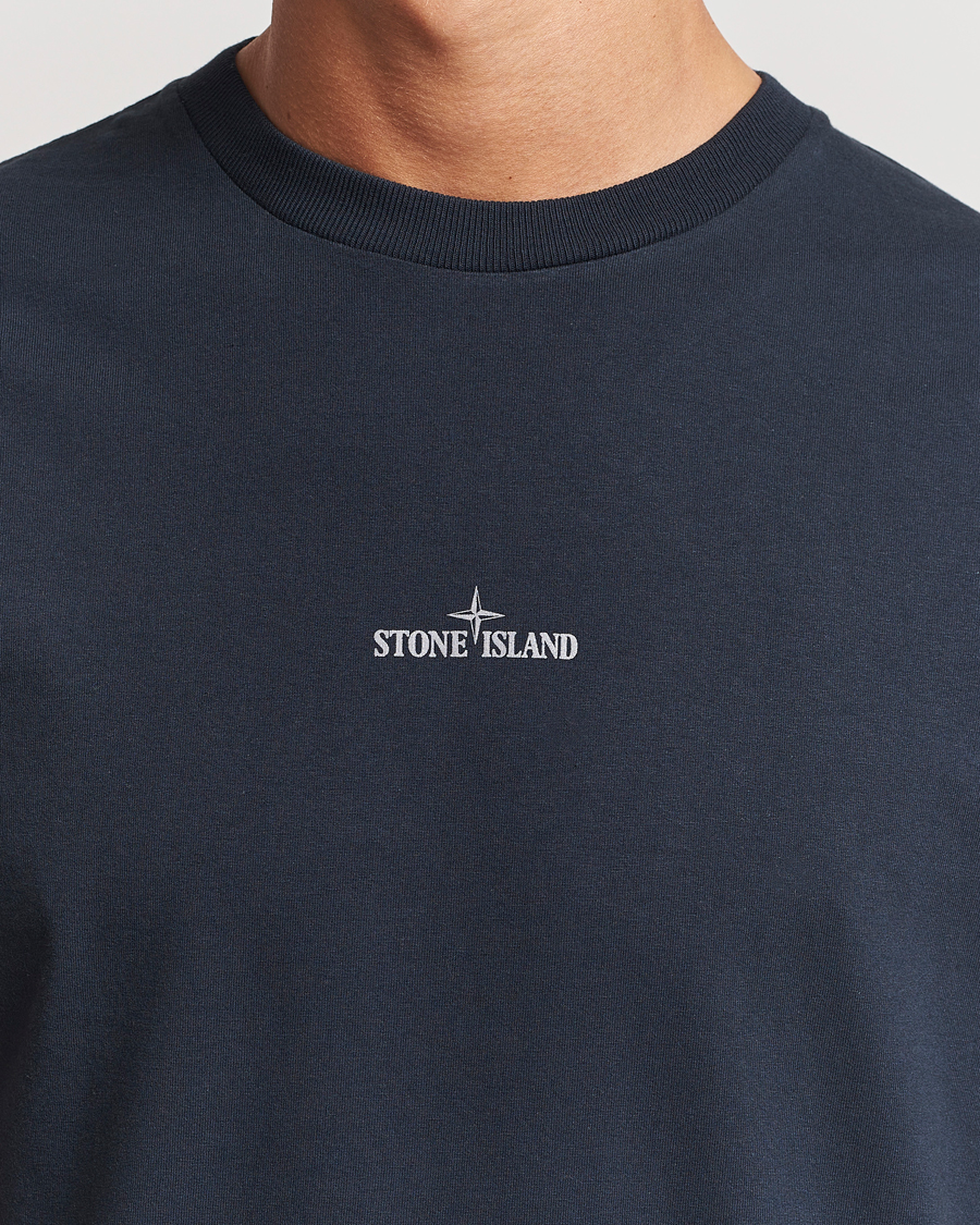 Herre | T-Shirts | Stone Island | Garment Dyed Jersey Logo T-Shirt Navy Blue