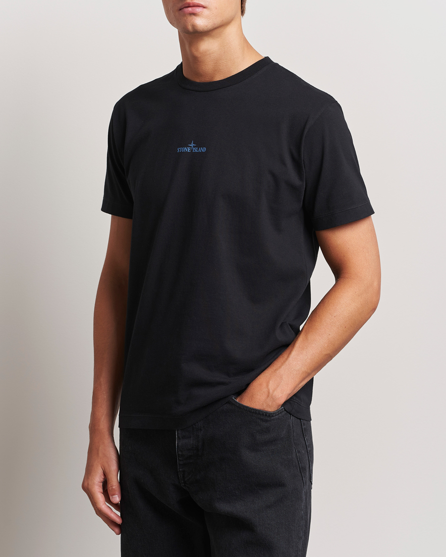 Herre | T-Shirts | Stone Island | Garment Dyed Jersey Logo T-Shirt Black