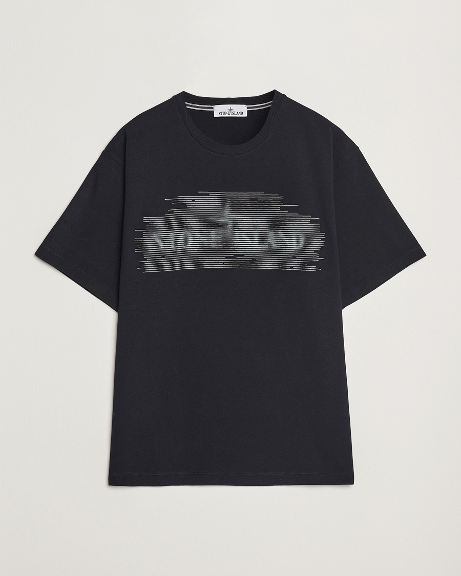 Herre | T-Shirts | Stone Island | Garment Dyed Embroidery Logo T-Shirt Black
