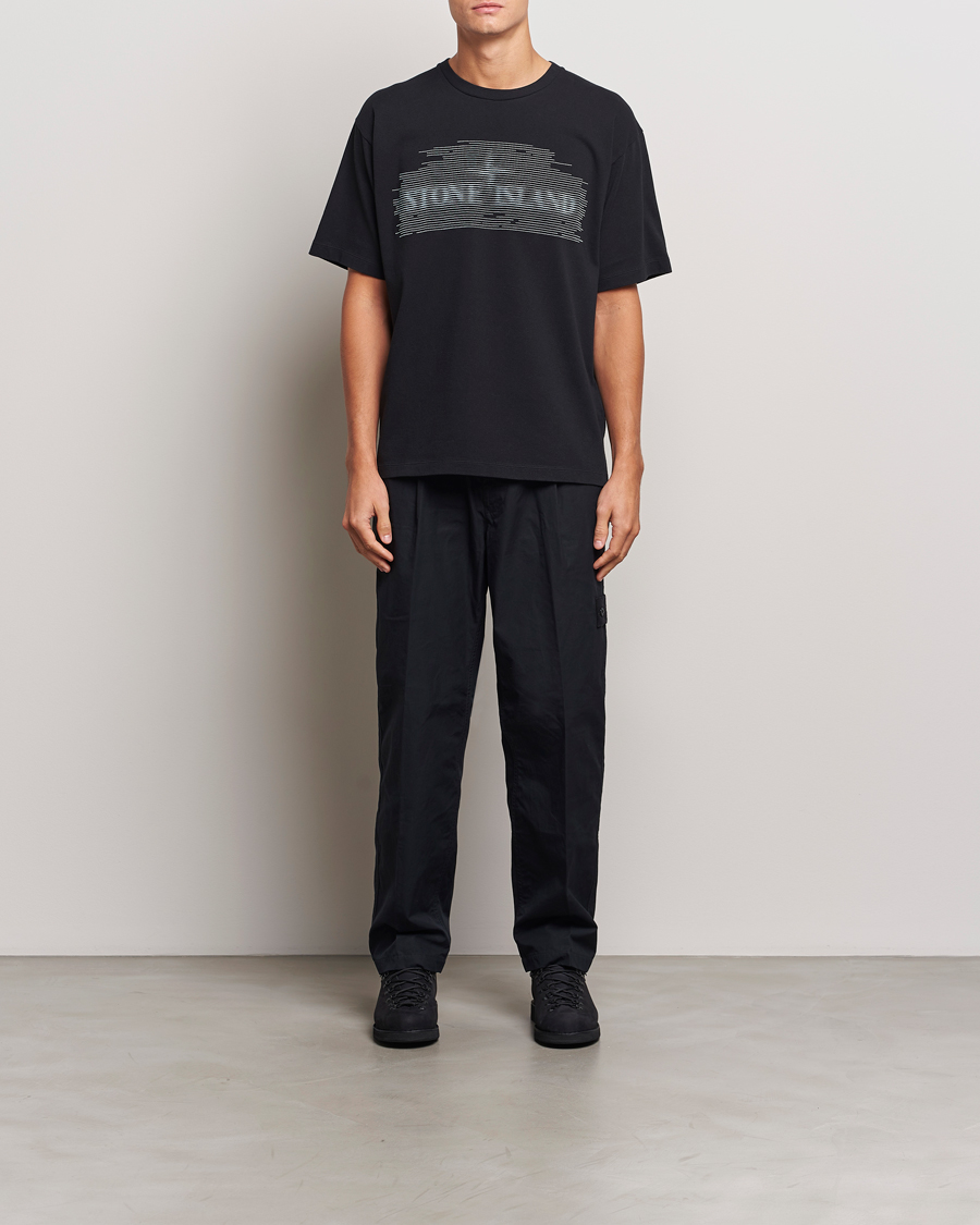 Herre | T-Shirts | Stone Island | Garment Dyed Embroidery Logo T-Shirt Black