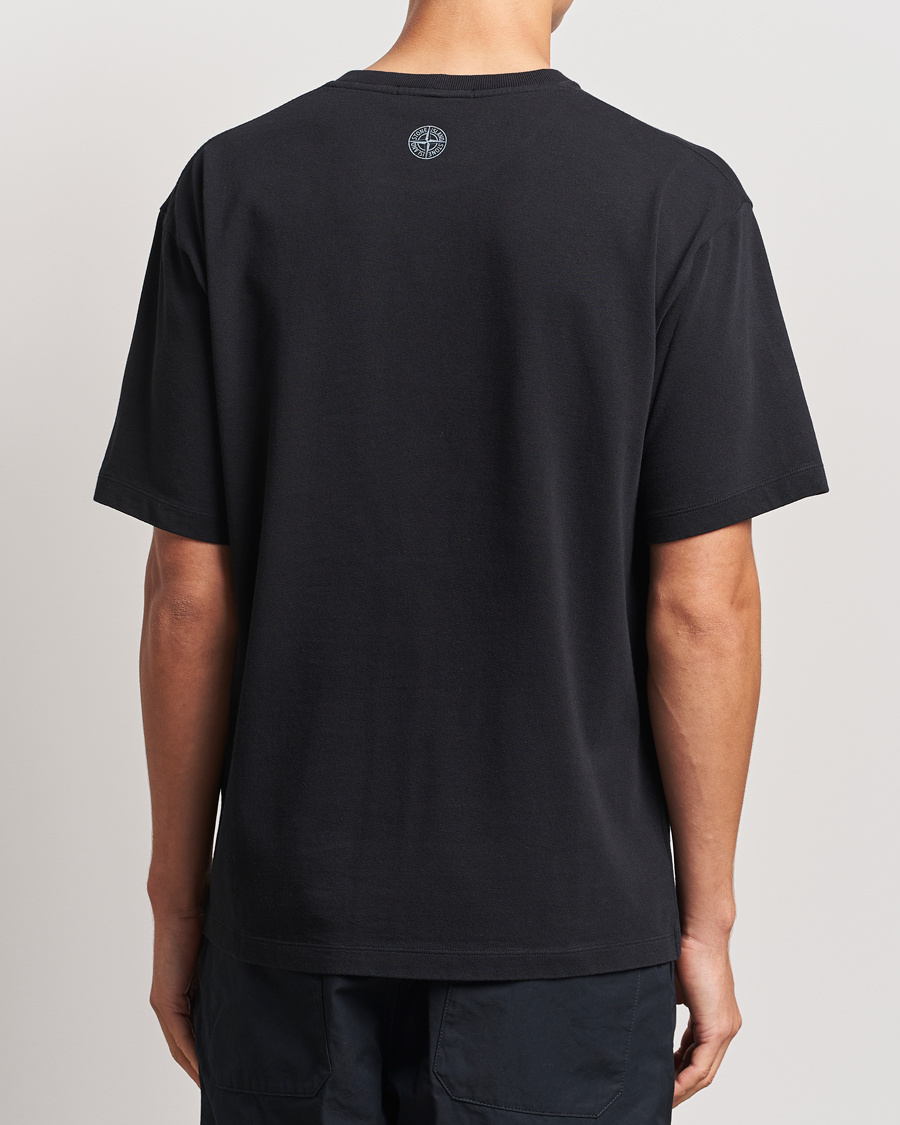 Herre | T-Shirts | Stone Island | Garment Dyed Embroidery Logo T-Shirt Black