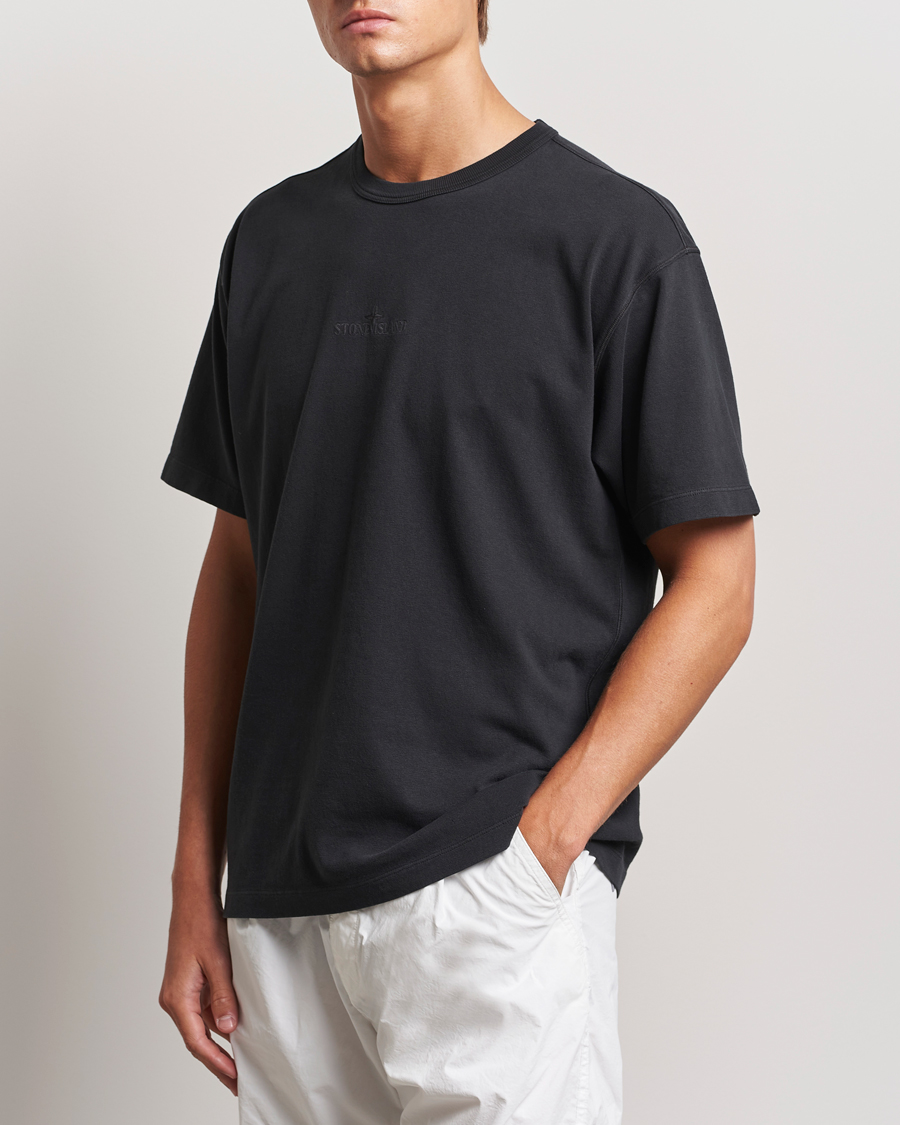 Herre | T-Shirts | Stone Island | Old Dyed Cotton Logo T-Shirt Black