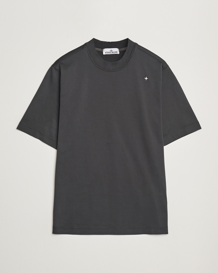 Herre | T-Shirts | Stone Island | Stellina Mercerized Cotton T-Shirt Lead Grey