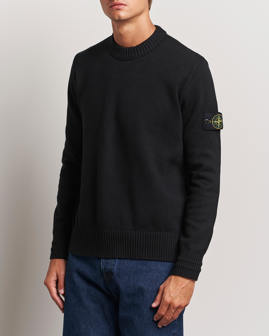 Herre | Trøjer | Stone Island | Winter Cotton Knitted Crew Neck Black