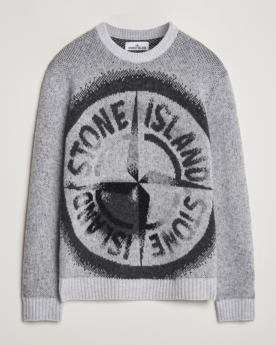 Herre | Trøjer | Stone Island | Jacquard Knitted Wool Crew Neck Grey