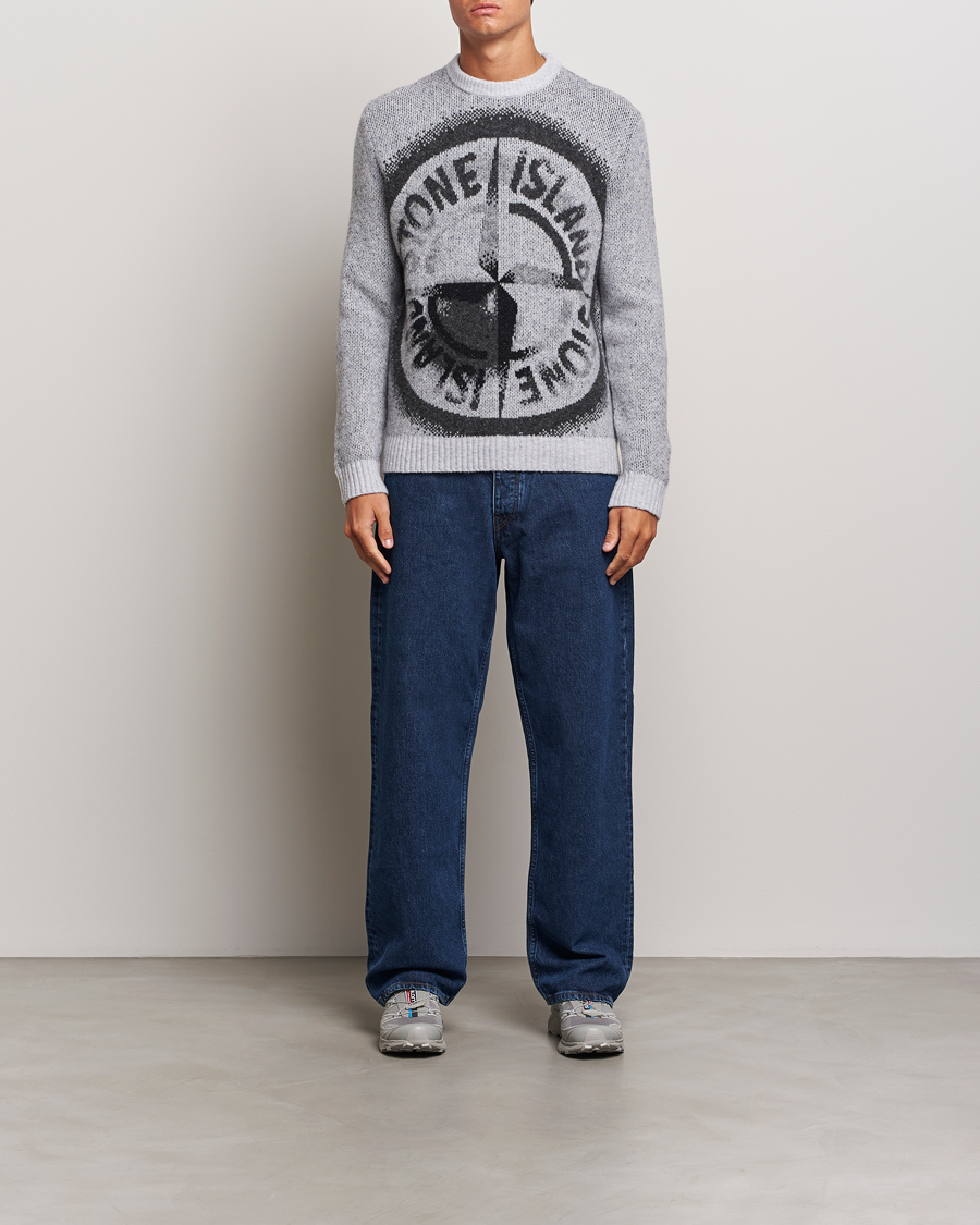 Herre | Trøjer | Stone Island | Jacquard Knitted Wool Crew Neck Grey