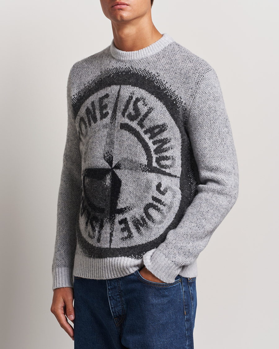 Herre | Trøjer | Stone Island | Jacquard Knitted Wool Crew Neck Grey
