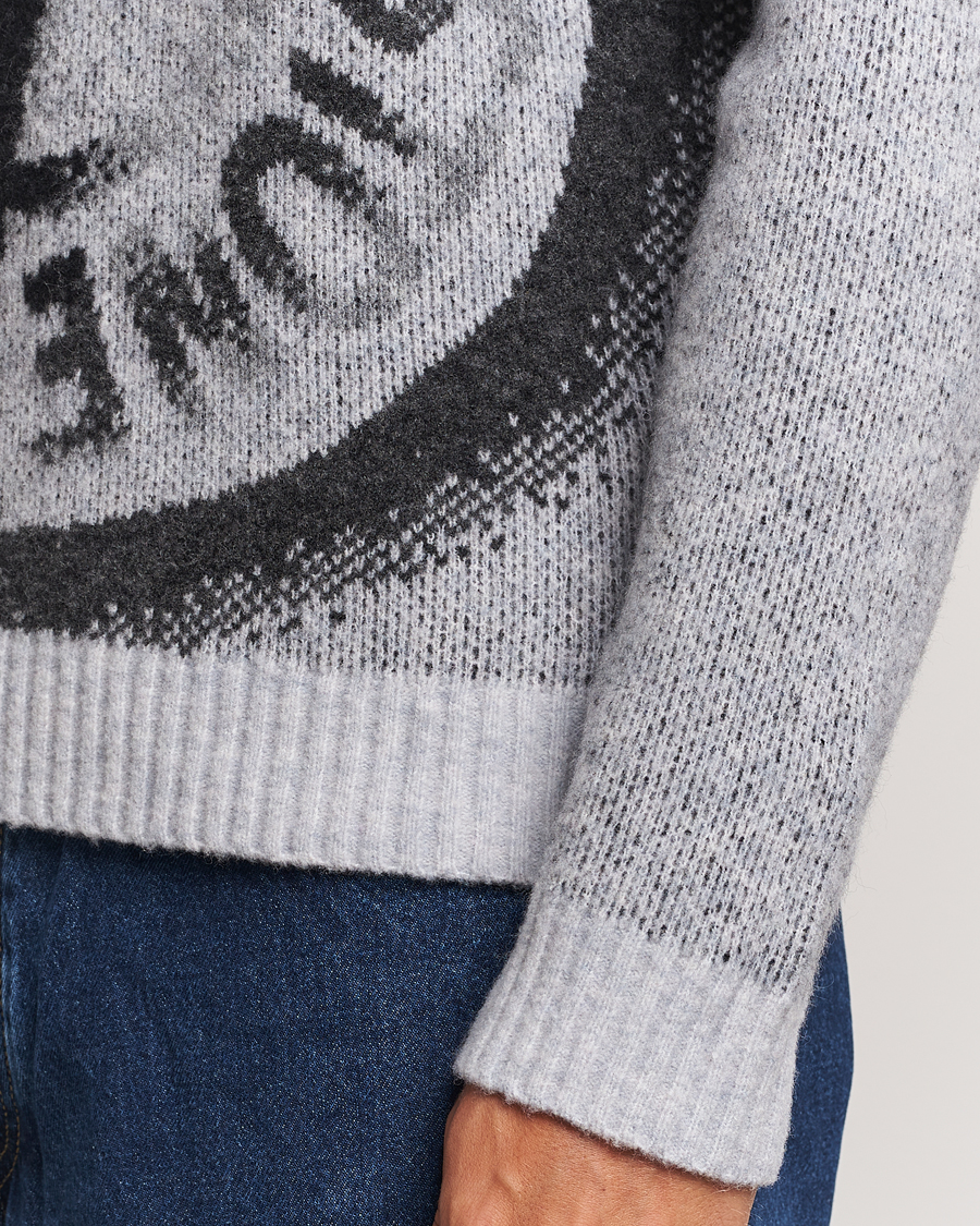Herre | Trøjer | Stone Island | Jacquard Knitted Wool Crew Neck Grey