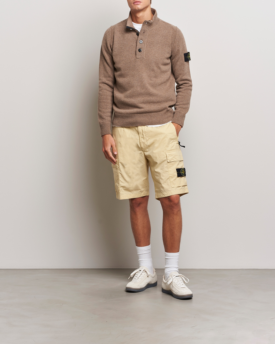 Herre | Trøjer | Stone Island | Knitted Lambswool Half Button Zip Walnut