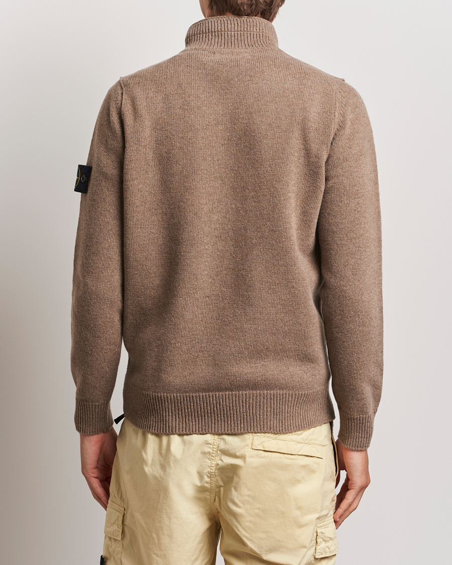 Herre | Trøjer | Stone Island | Knitted Lambswool Half Button Zip Walnut