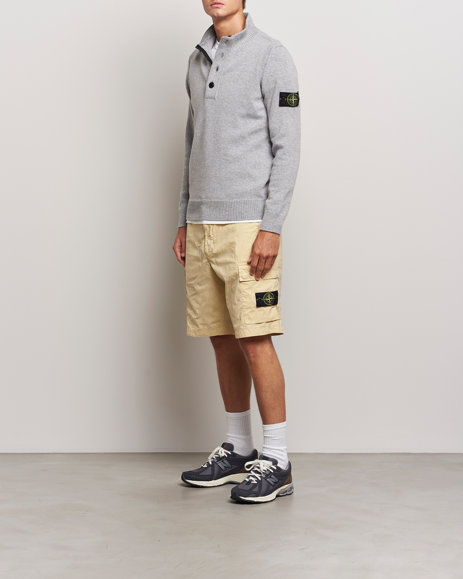Herre | Trøjer | Stone Island | Knitted Lambswool Half Button Zip Melange Grey