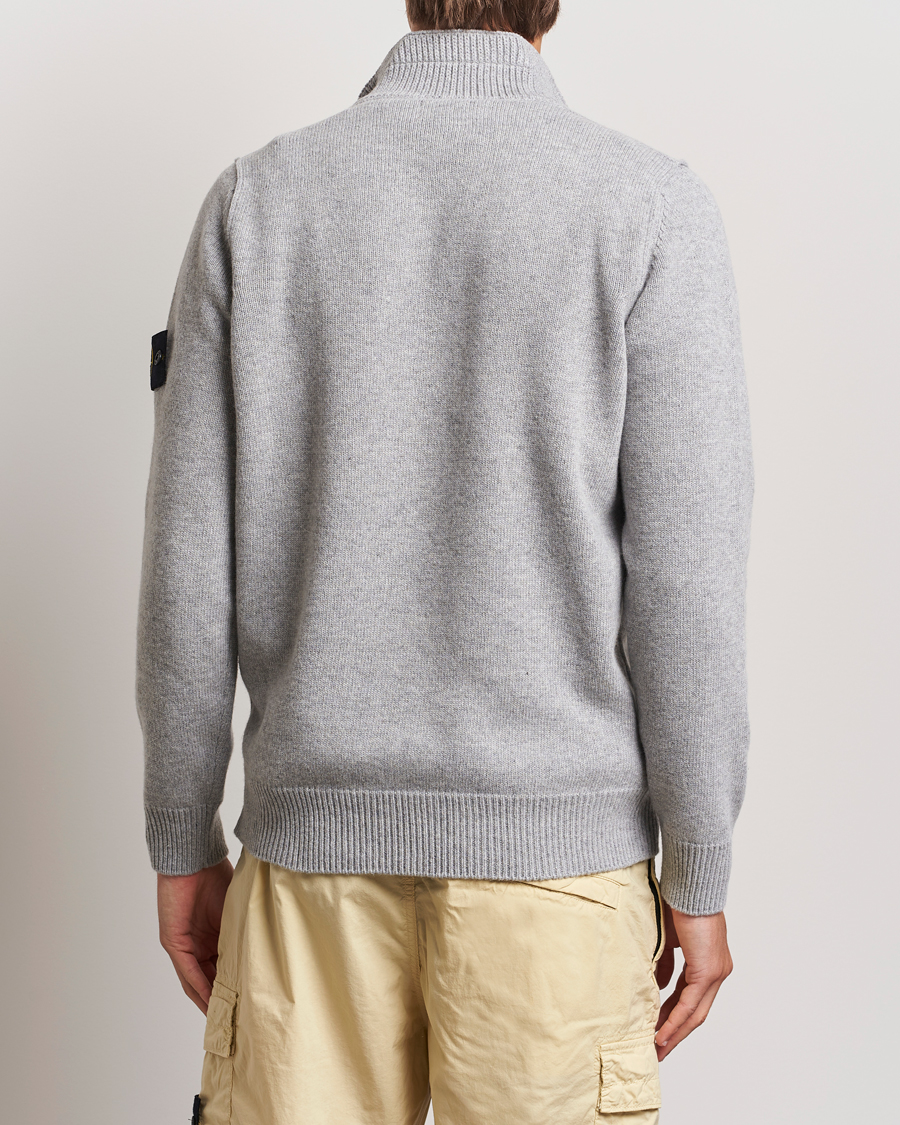 Herre | Trøjer | Stone Island | Knitted Lambswool Half Button Zip Melange Grey