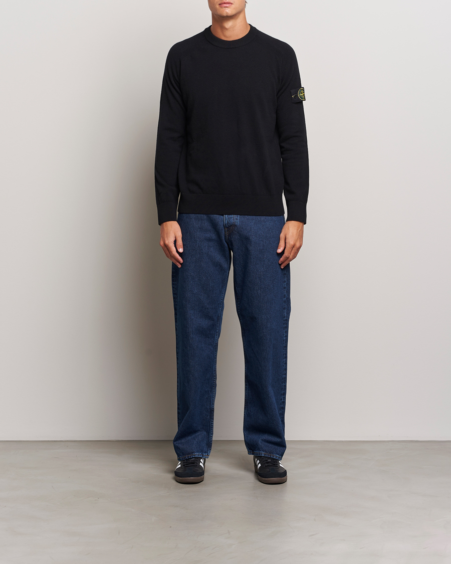 Herre | Trøjer | Stone Island | Cardigan Knit Geelong Wool Crew Neck Black