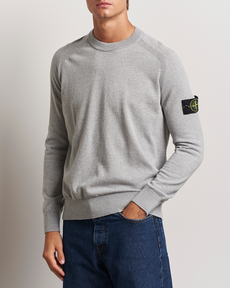 Herre | Trøjer | Stone Island | Cardigan Knit Geelong Wool Crew Neck Melange Grey