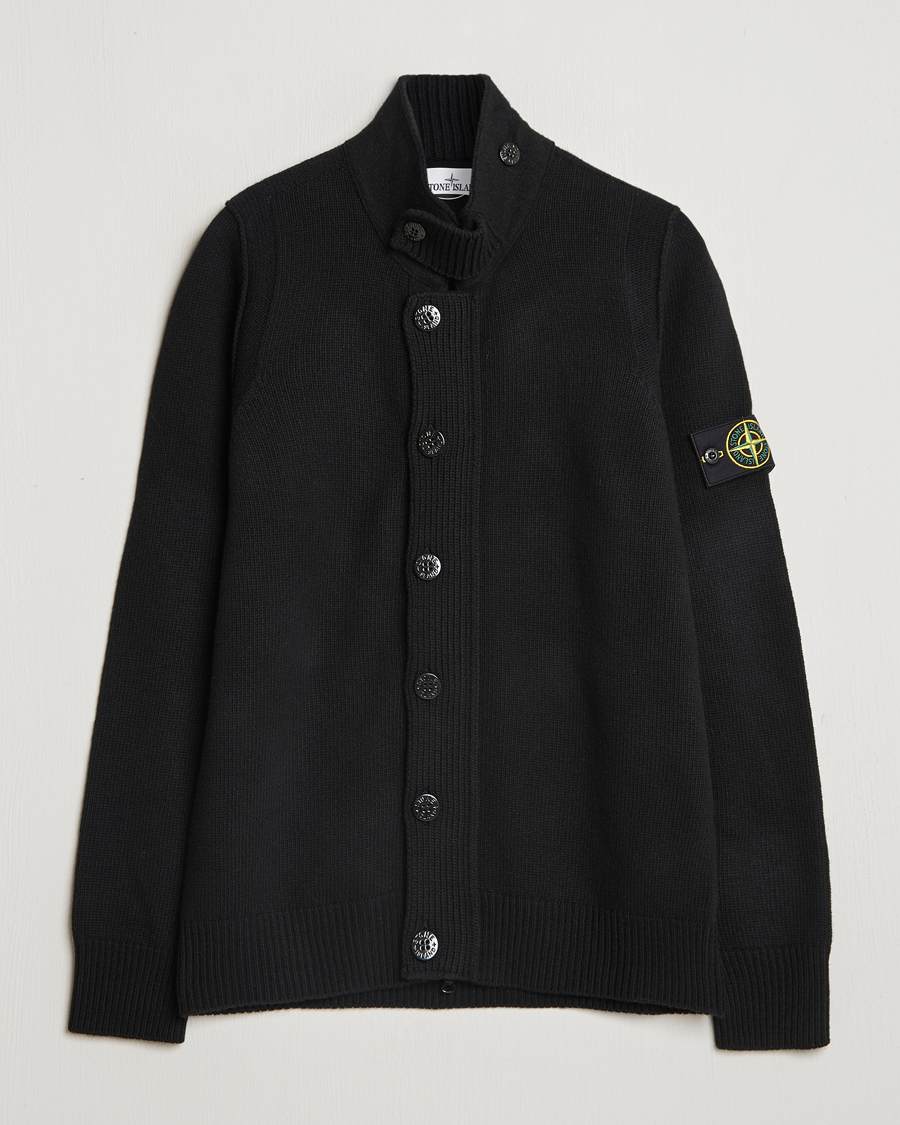 Herre | Trøjer | Stone Island | Knitted Lambswool Zip Cardigan Black