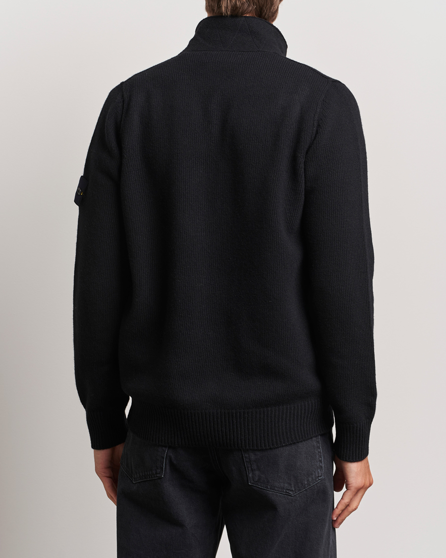 Herre | Trøjer | Stone Island | Knitted Lambswool Zip Cardigan Black