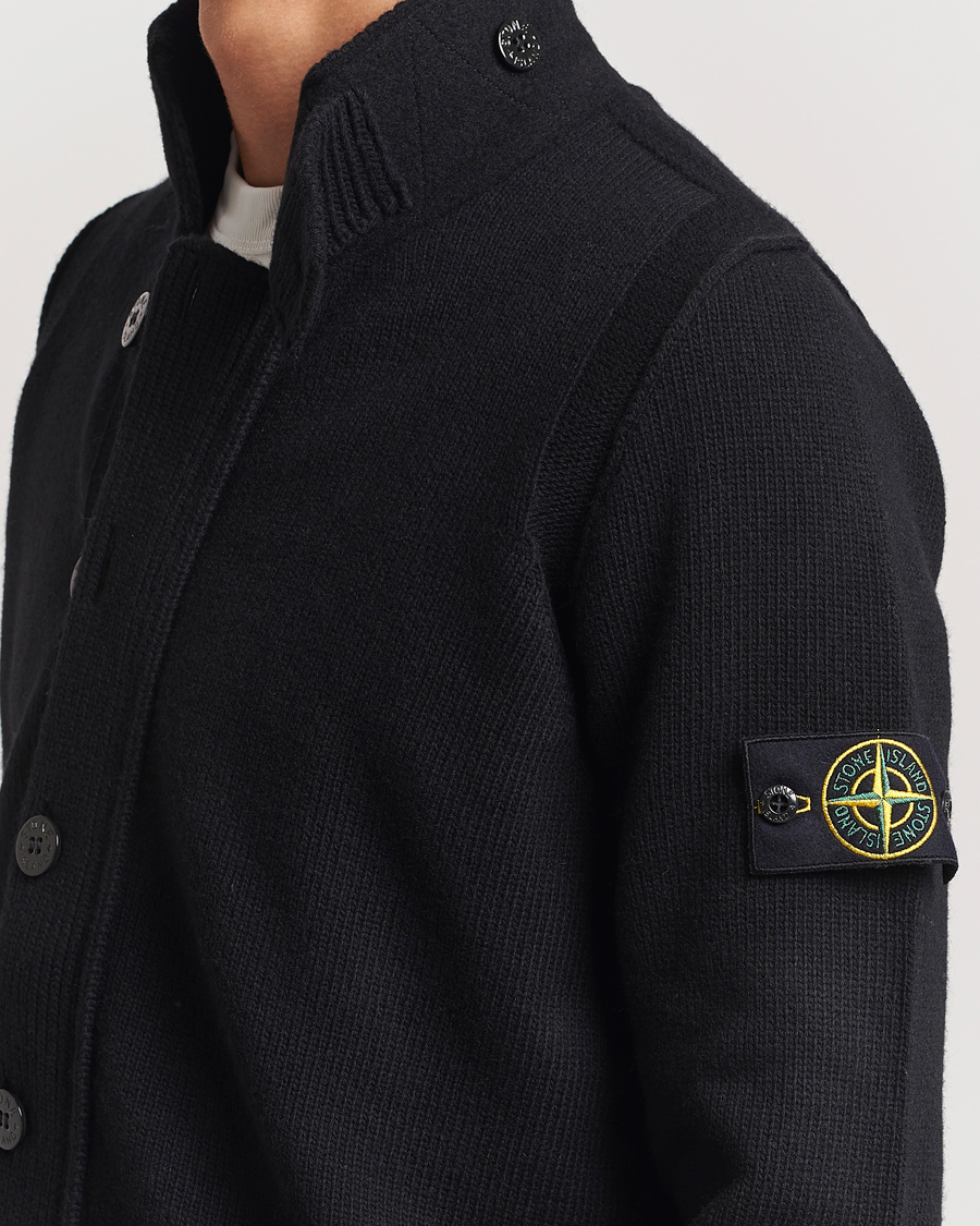 Herre | Trøjer | Stone Island | Knitted Lambswool Zip Cardigan Black