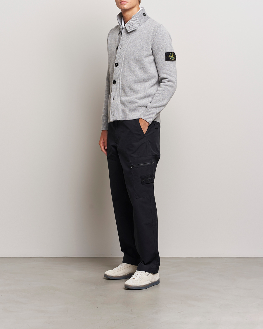 Herre | Trøjer | Stone Island | Knitted Lambswool Zip Cardigan Melange Grey