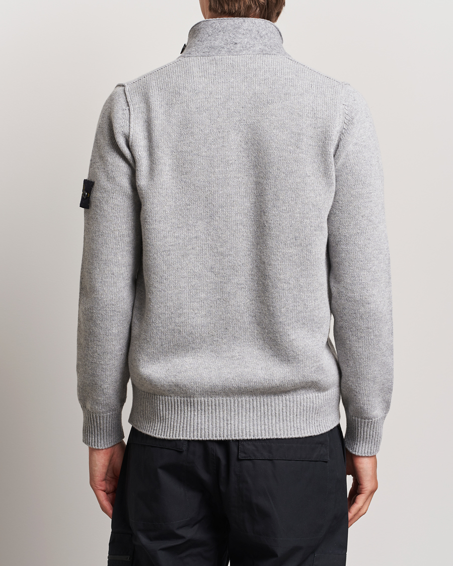 Herre | Trøjer | Stone Island | Knitted Lambswool Zip Cardigan Melange Grey