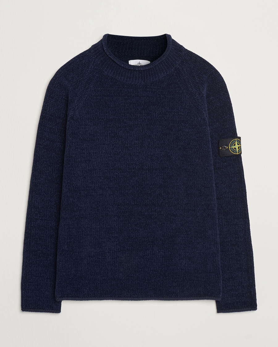 Herre | Trøjer | Stone Island | Cotton Chenille Mock Neck Navy Blue