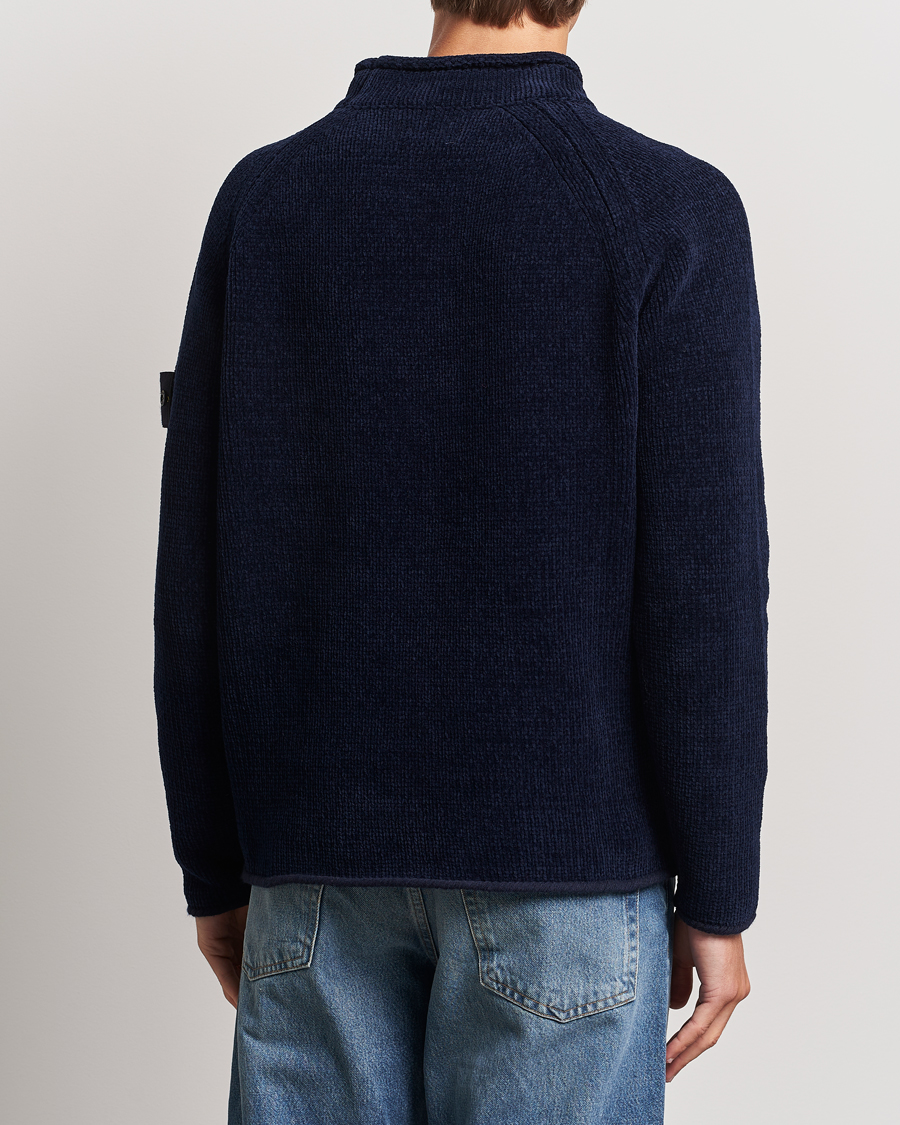 Herre | Trøjer | Stone Island | Cotton Chenille Mock Neck Navy Blue