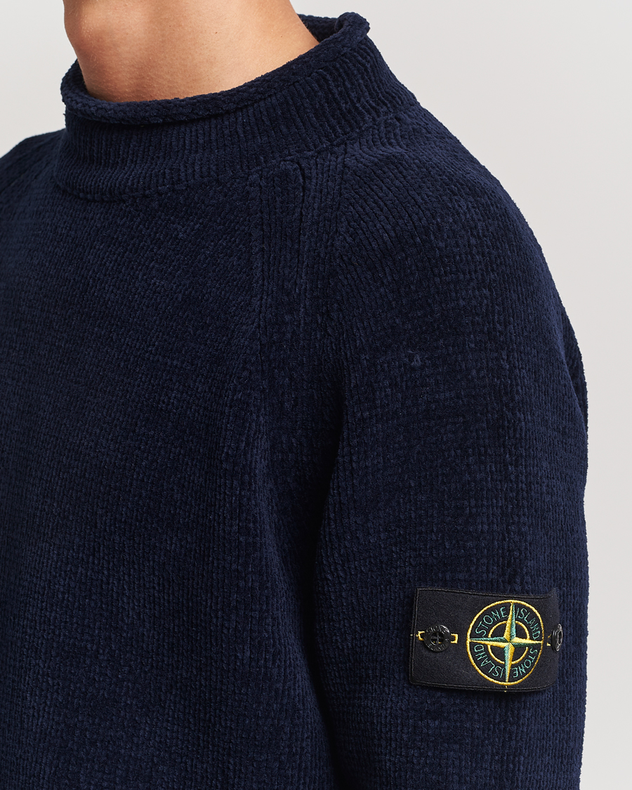 Herre | Trøjer | Stone Island | Cotton Chenille Mock Neck Navy Blue