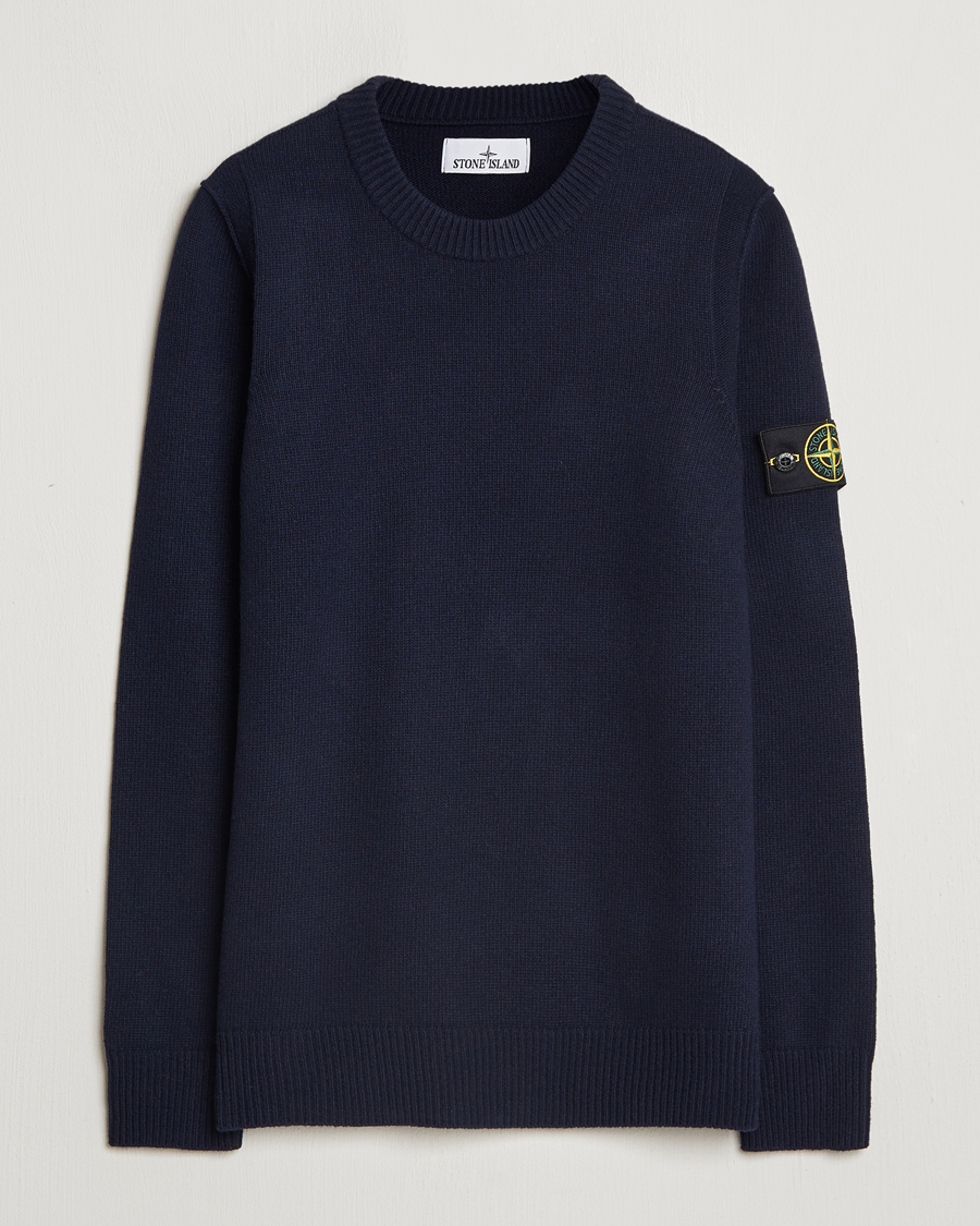 Herre | Trøjer | Stone Island | Knitted Lambwool Sweater Navy Blue