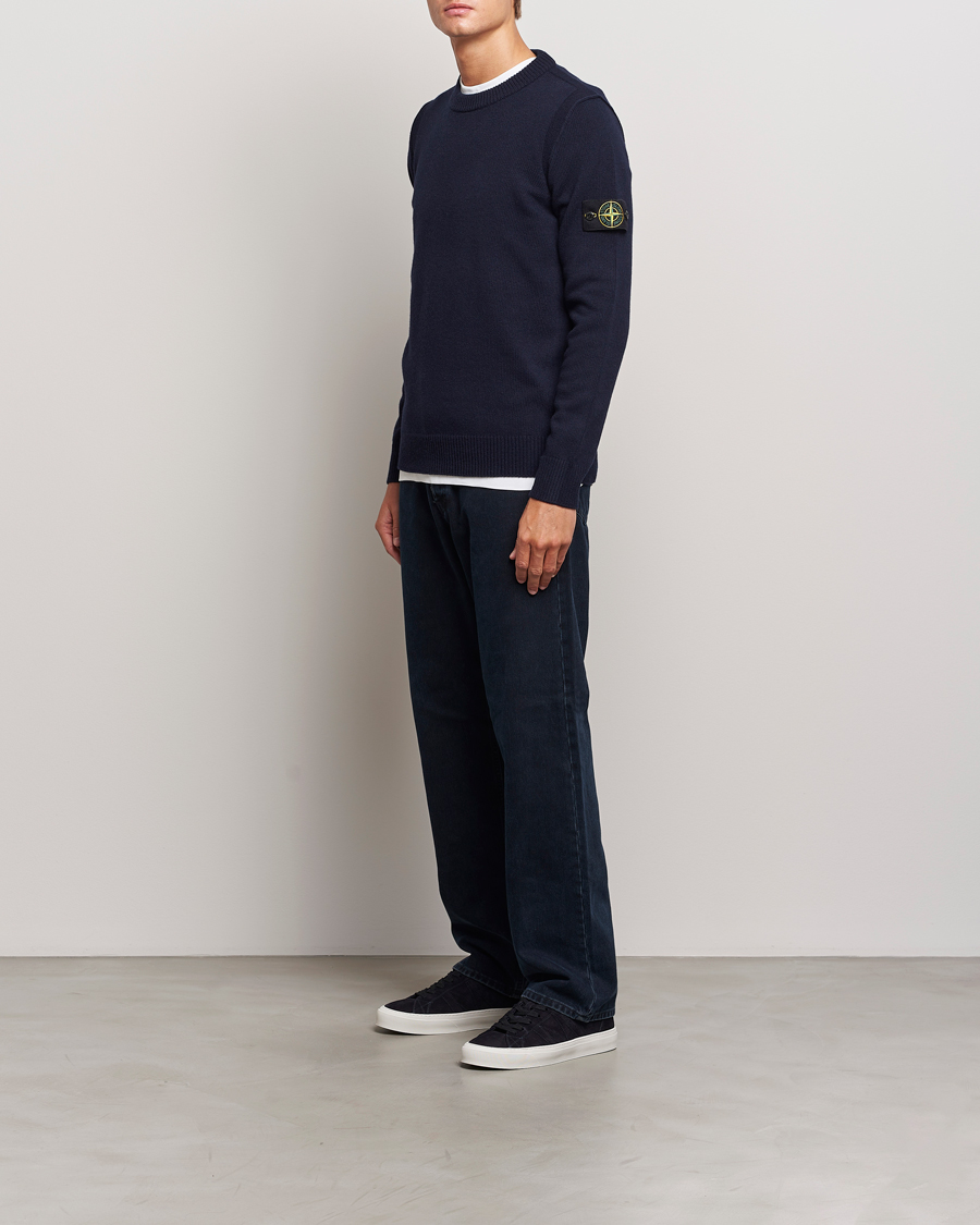 Herre | Trøjer | Stone Island | Knitted Lambwool Sweater Navy Blue