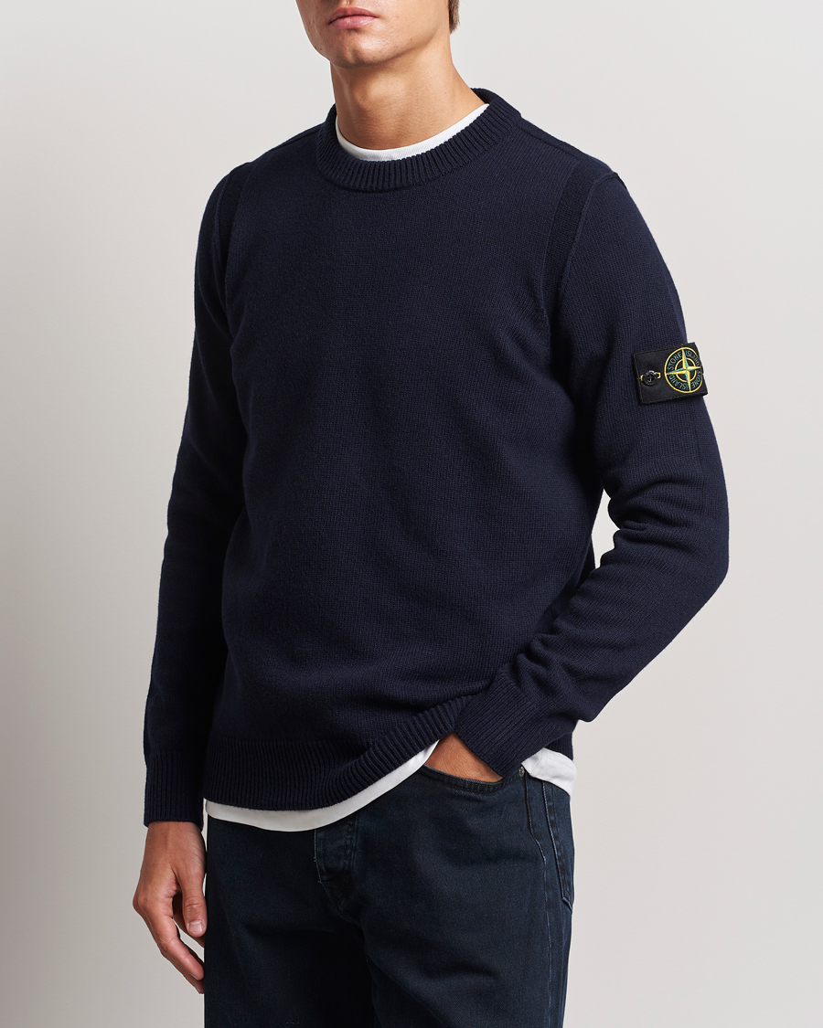 Herre | Trøjer | Stone Island | Knitted Lambwool Sweater Navy Blue