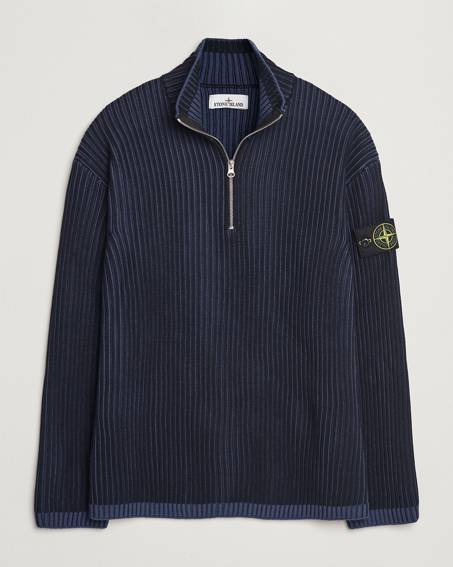 Herre | Trøjer | Stone Island | Full Rib Wool Half Zip Navy Blue