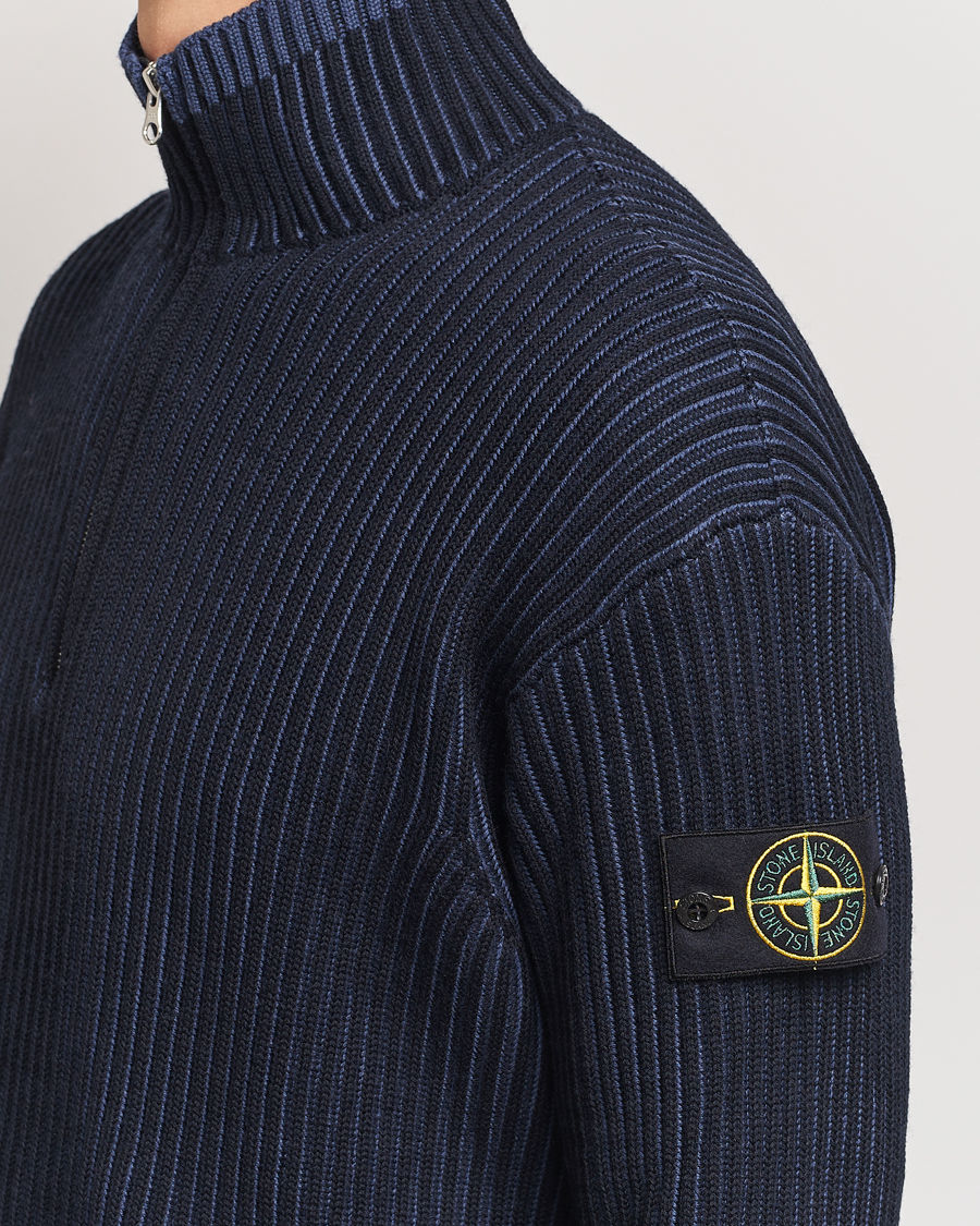 Herre | Trøjer | Stone Island | Full Rib Wool Half Zip Navy Blue