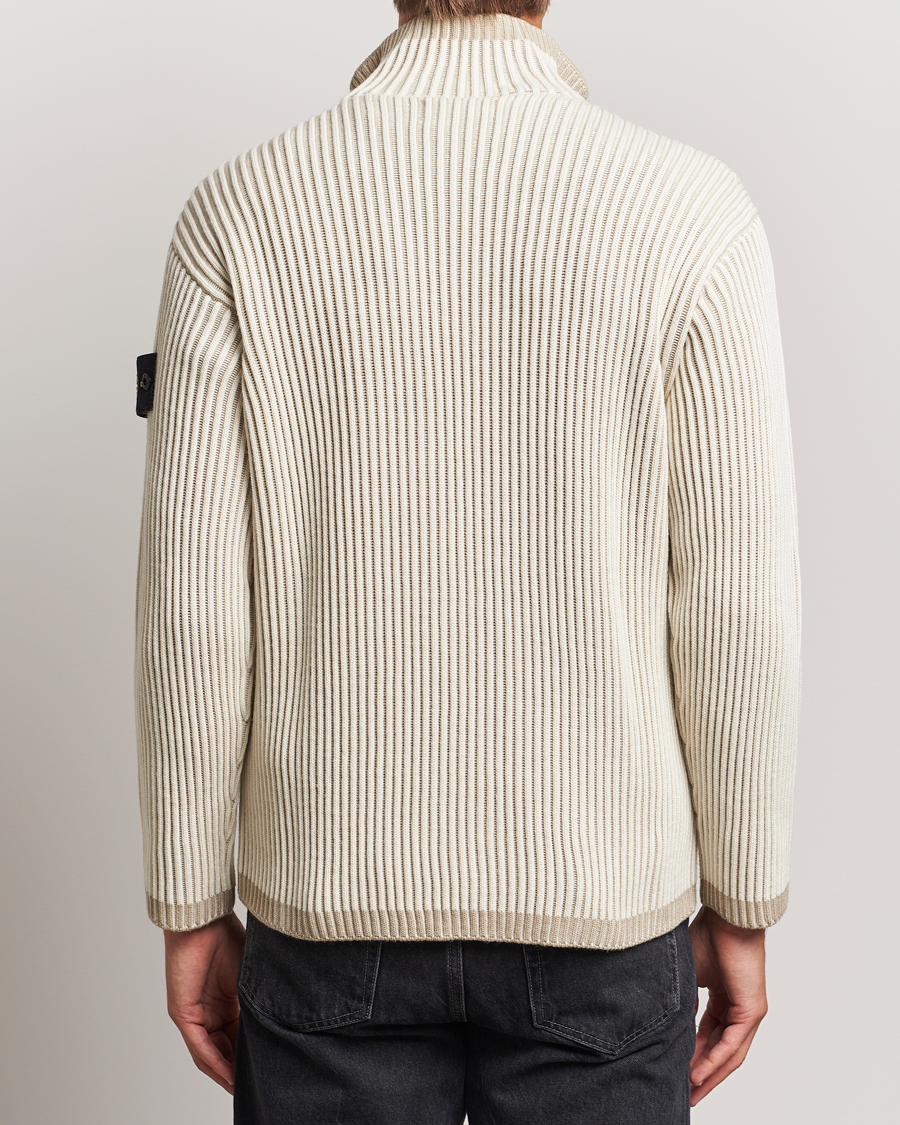 Herre | Trøjer | Stone Island | Full Rib Wool Half Zip Natural