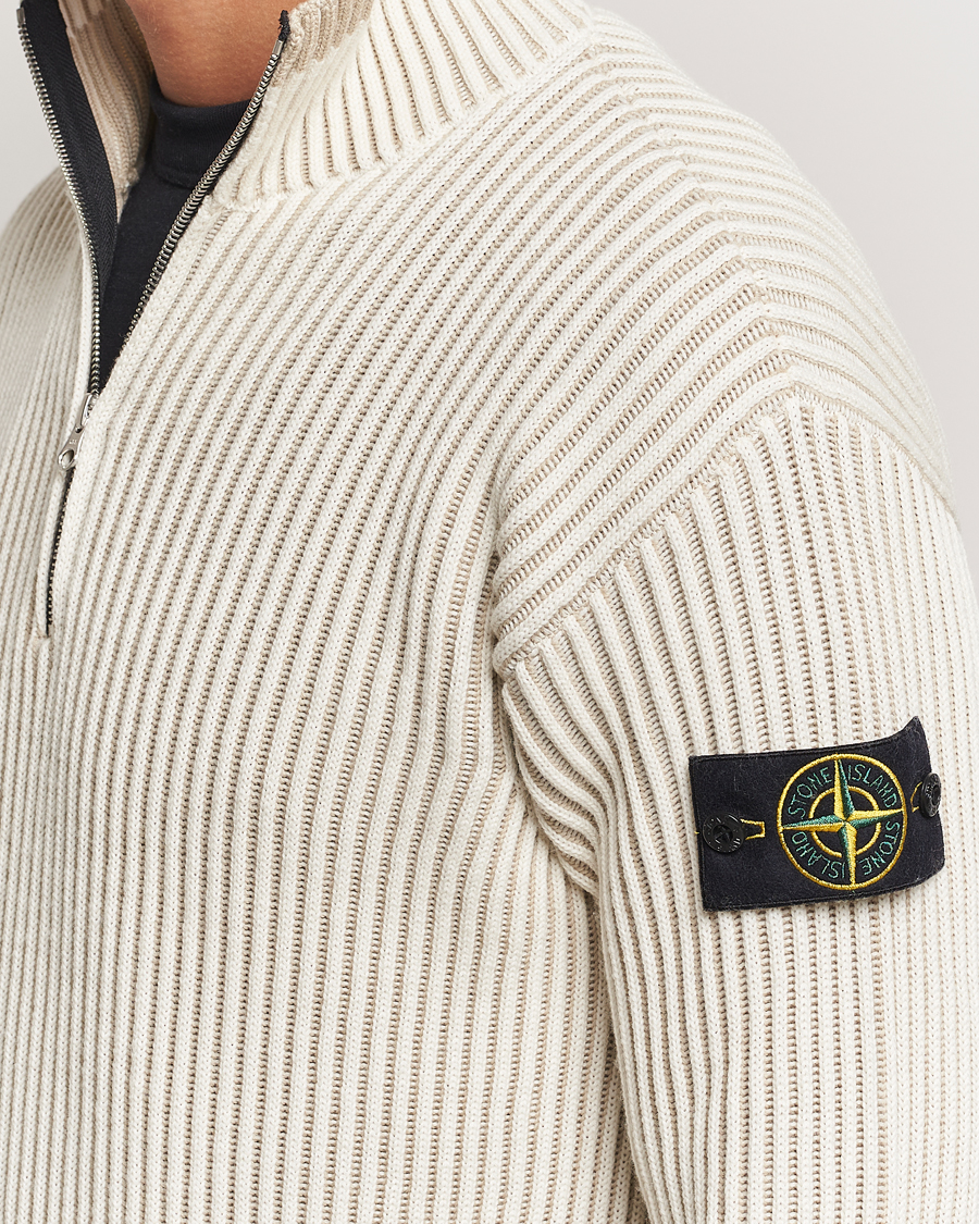 Herre | Trøjer | Stone Island | Full Rib Wool Half Zip Natural