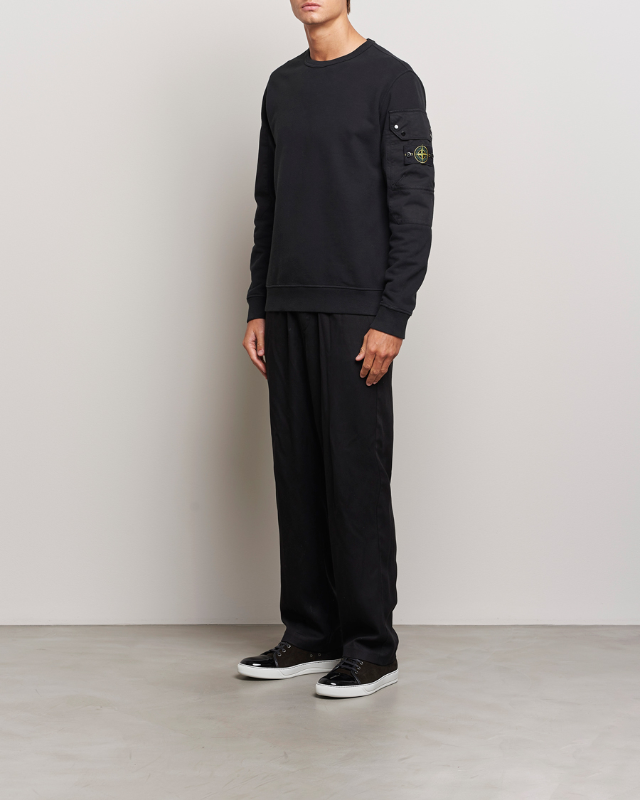 Herre | Trøjer | Stone Island | Brushed Cotton Fleece Sweatshirt Black