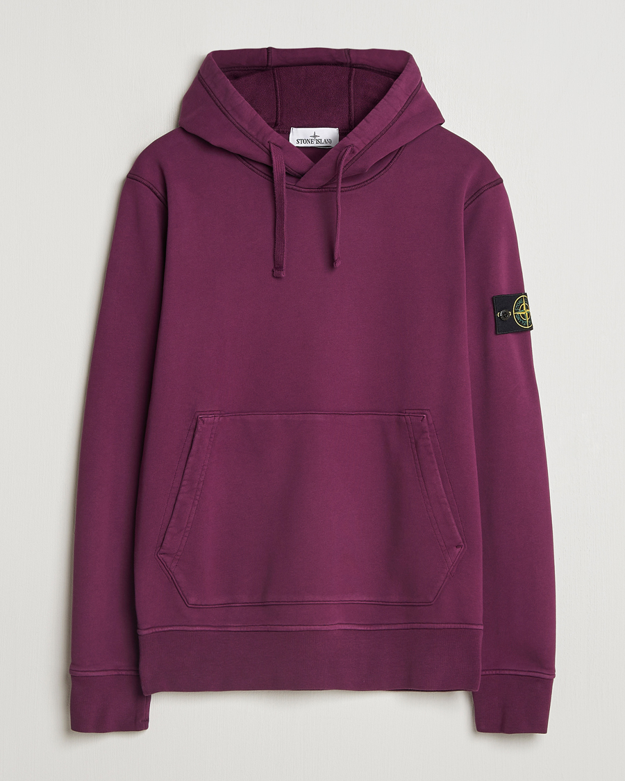 Herre | Trøjer | Stone Island | Garment Dyed Fleece Hood Burgundy