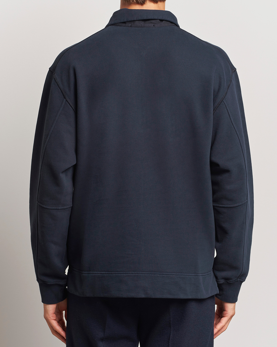 Herre | Trøjer | Stone Island | Garment Dyed Fleece Zip Polo Navy Blue