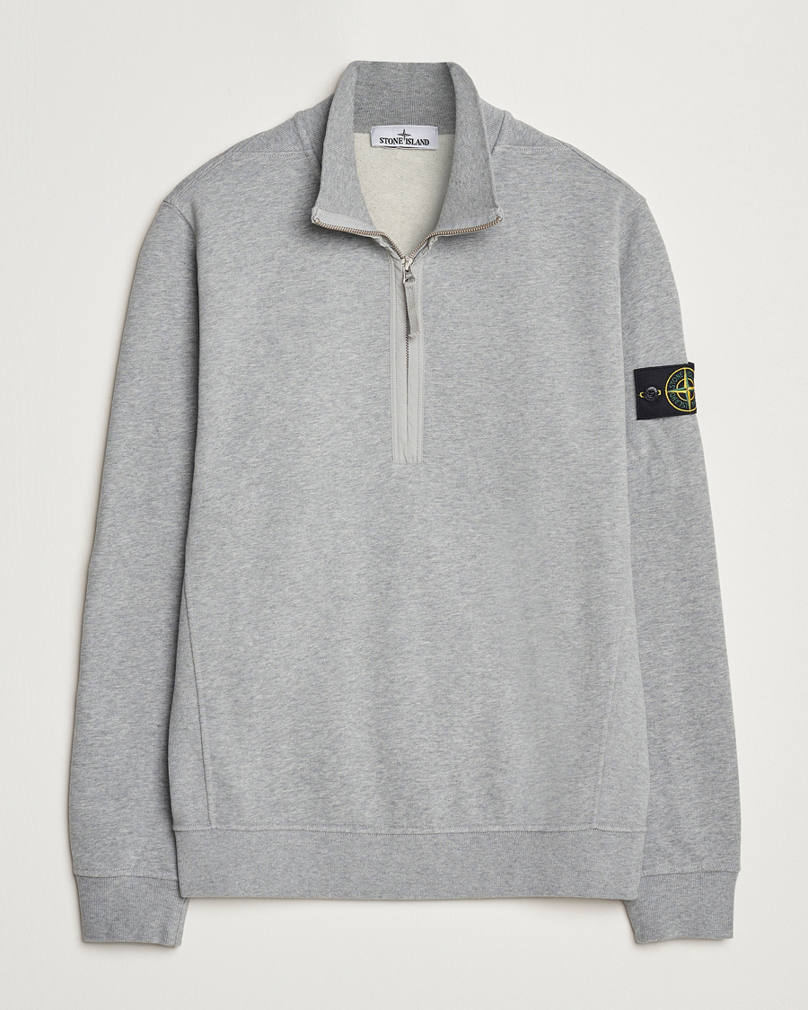 Herre | Trøjer | Stone Island | Garment Dyed Fleece Half Zip Melange Grey