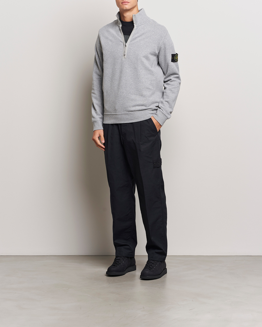 Herre | Trøjer | Stone Island | Garment Dyed Fleece Half Zip Melange Grey