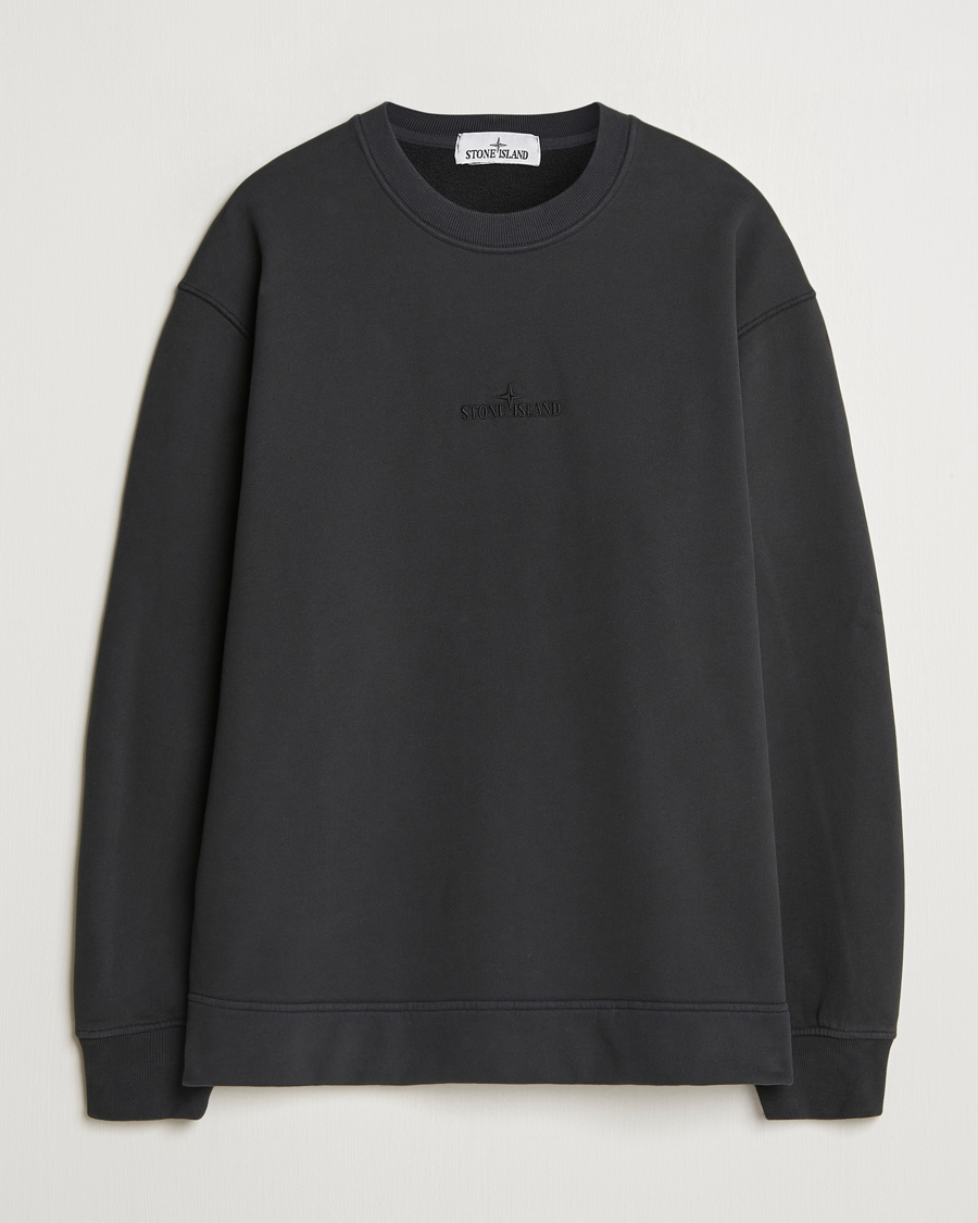 Herre | Trøjer | Stone Island | Garment Dyed Fleece Logo Sweatshirt Black