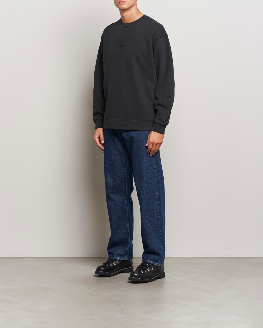 Herre | Trøjer | Stone Island | Garment Dyed Fleece Logo Sweatshirt Black
